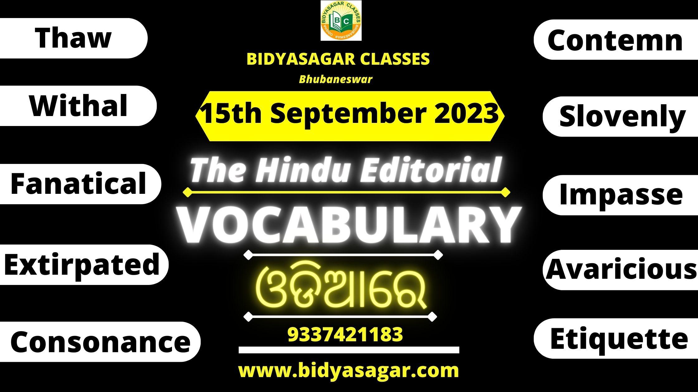 The Hindu Editorial Vocabulary of 15th September 2023