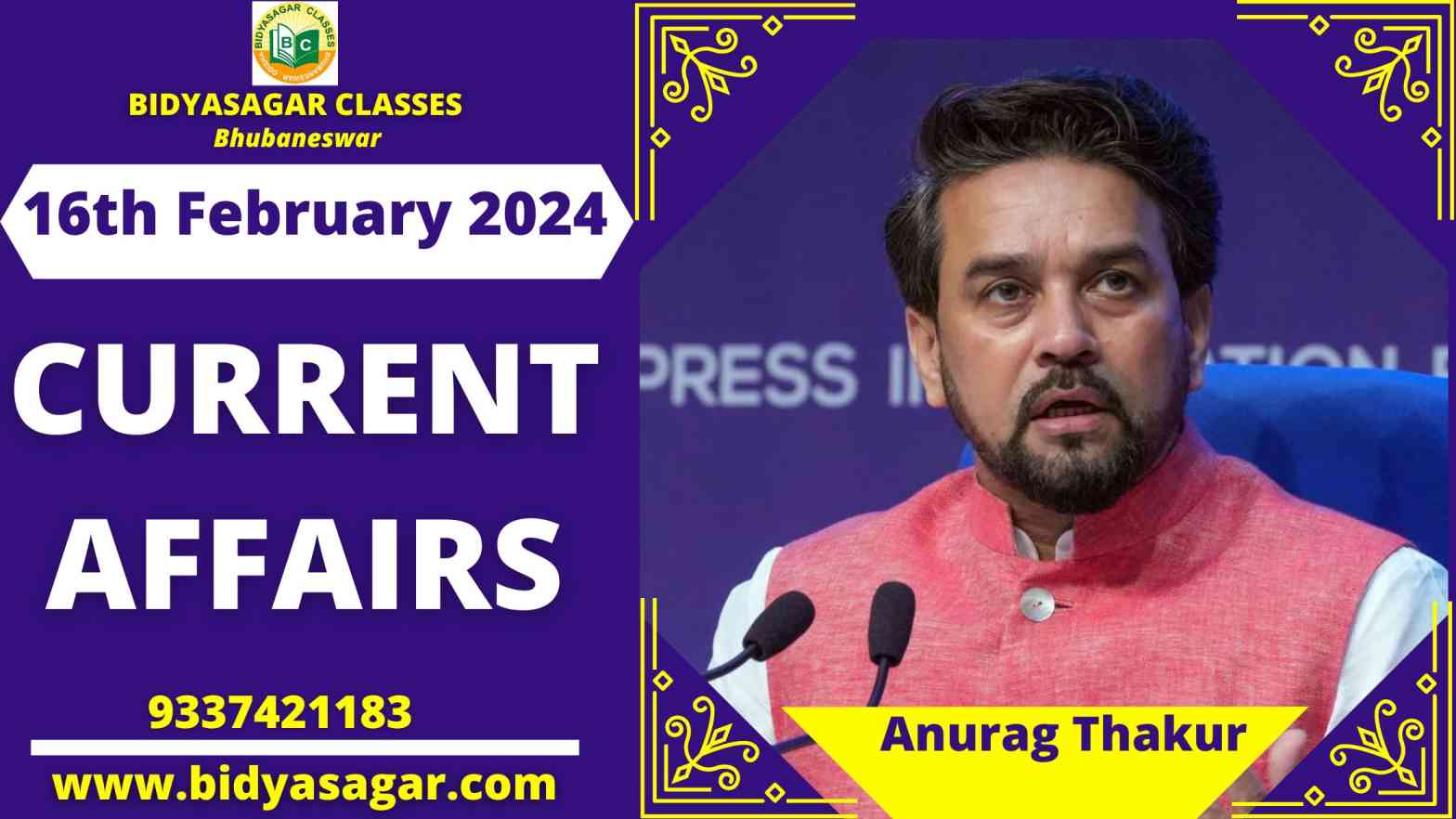 Today's Headlines : 16th February Current Affairs 2024