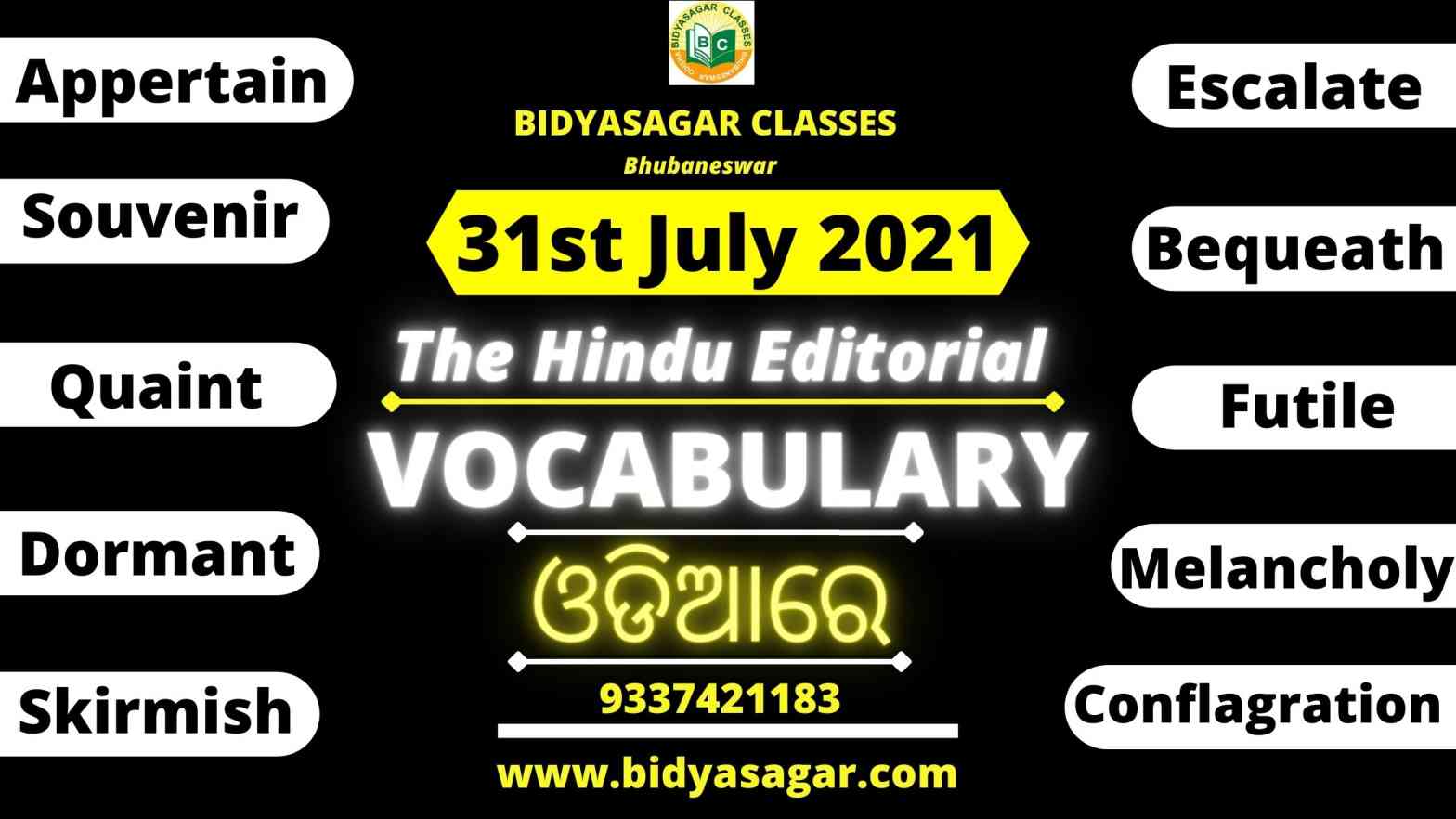 The Hindu Editorial Vocabulary of 31st July 2021