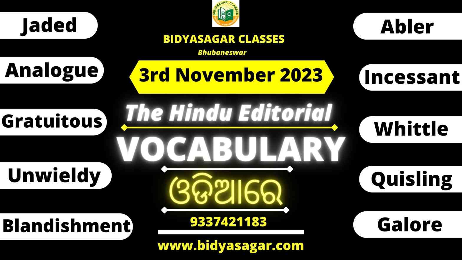 The Hindu Editorial Vocabulary of 3rd November 2023