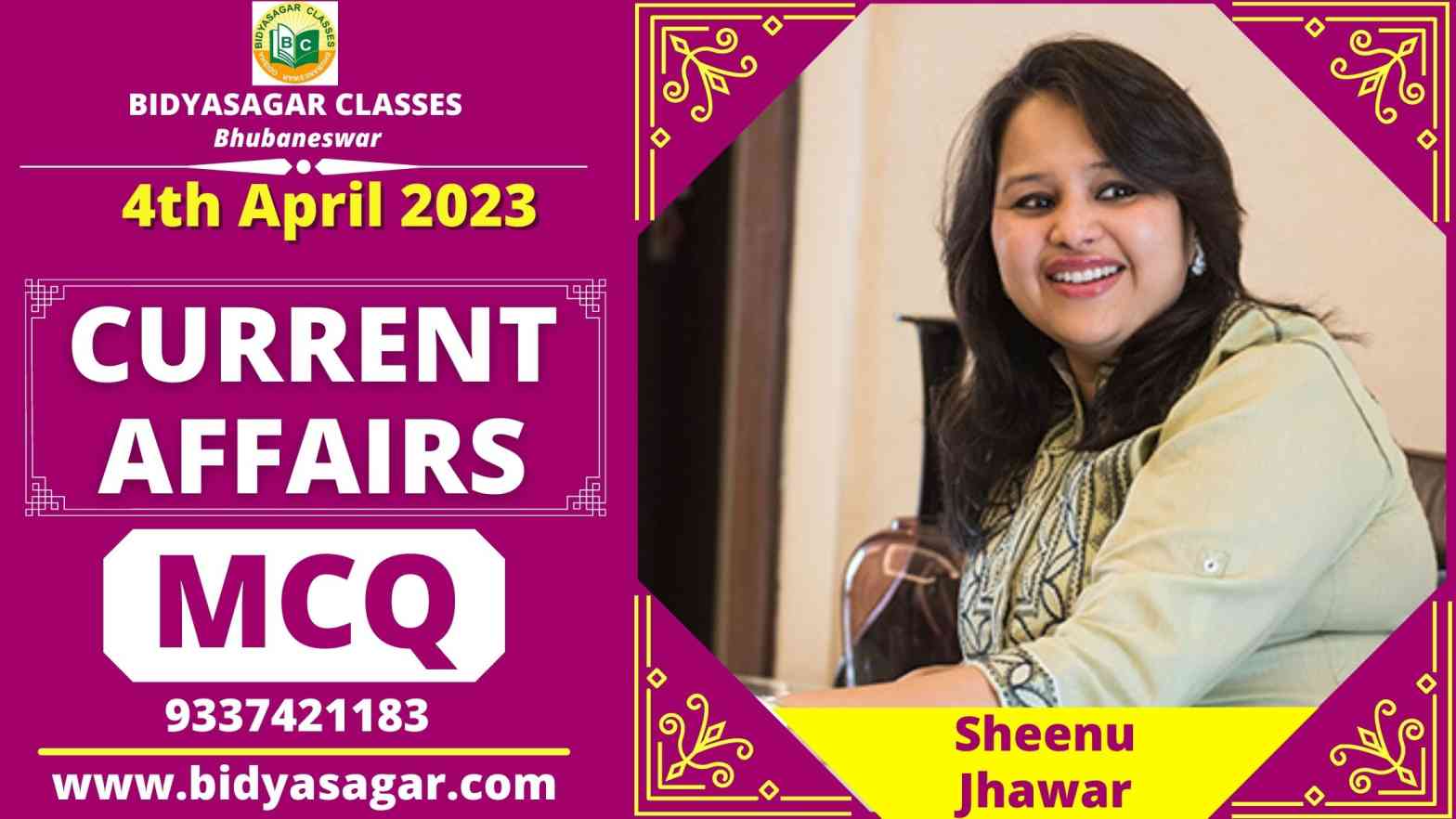 Today's Current Affairs MCQ (4 April 2023)