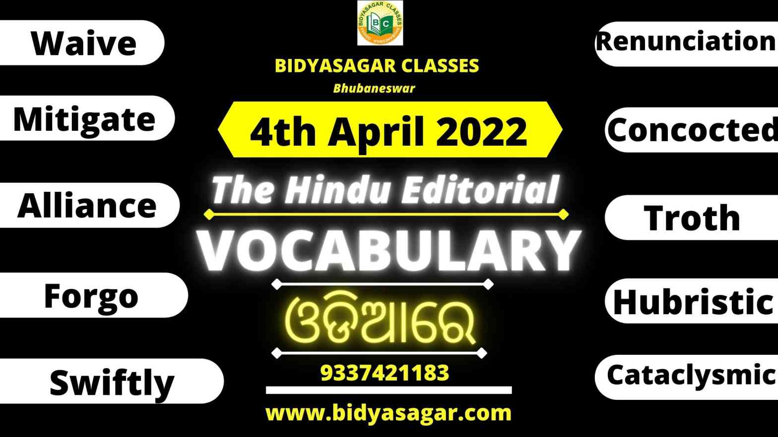 The Hindu Editorial Vocabulary of 4th April 2022
