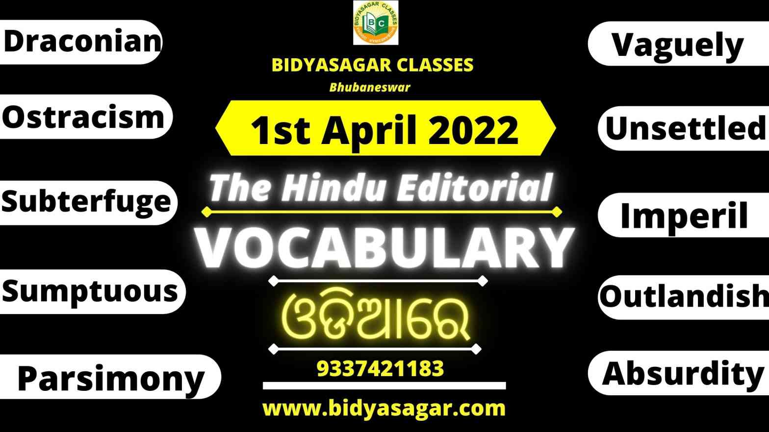 The Hindu Editorial Vocabulary of 1st April 2022