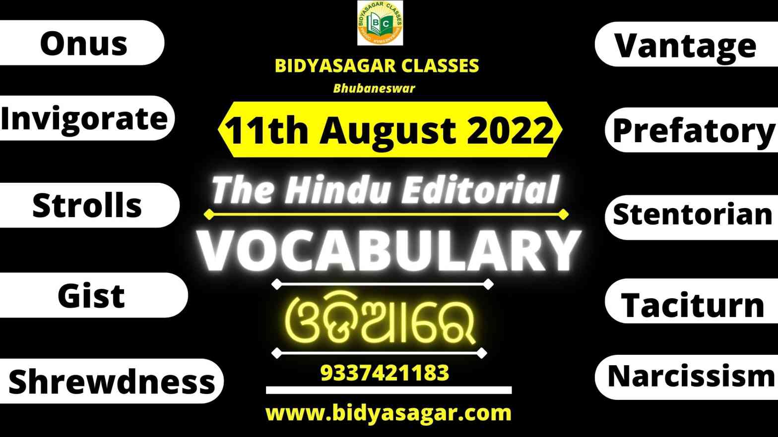 The Hindu Editorial Vocabulary of 11th August 2022