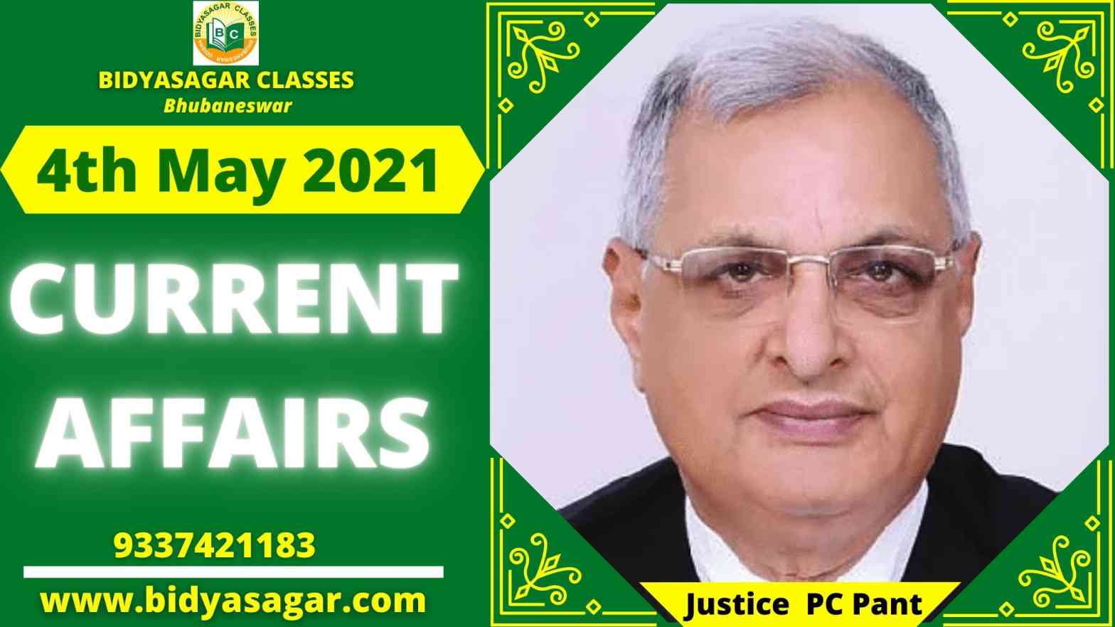 Current Affairs of 4th May 2021