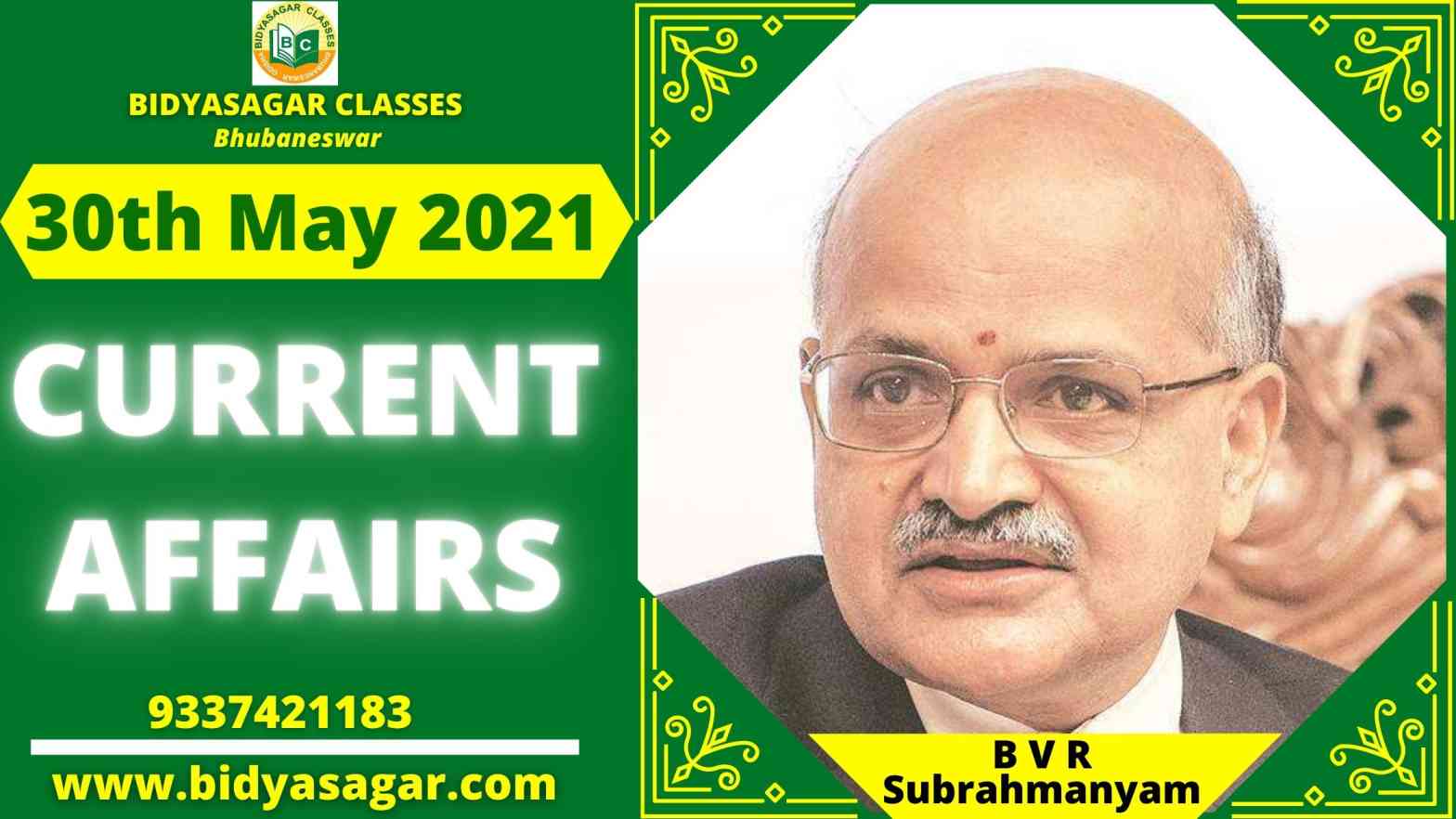 Important Daily Current Affairs of 30th May 2021