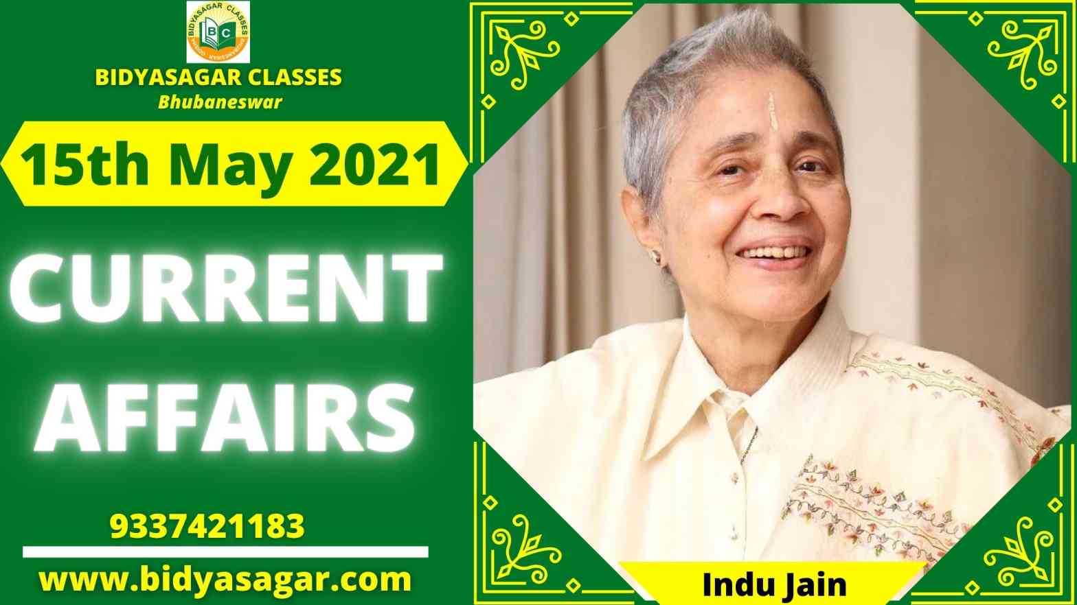 Current Affairs of 15th May 2021