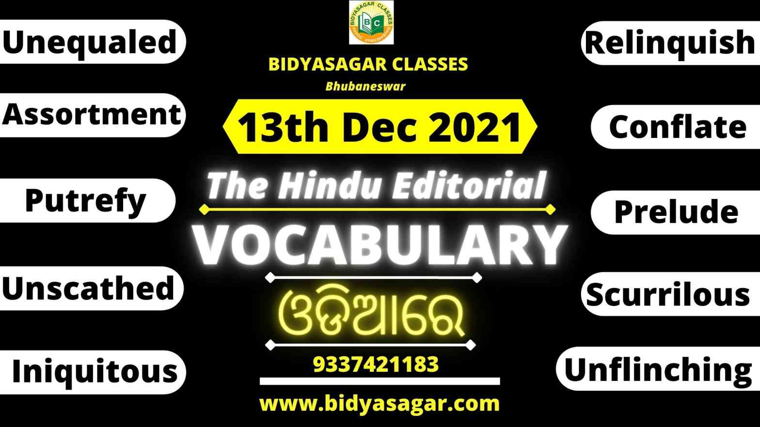 The Hindu Editorial Vocabulary of 13th December 2021