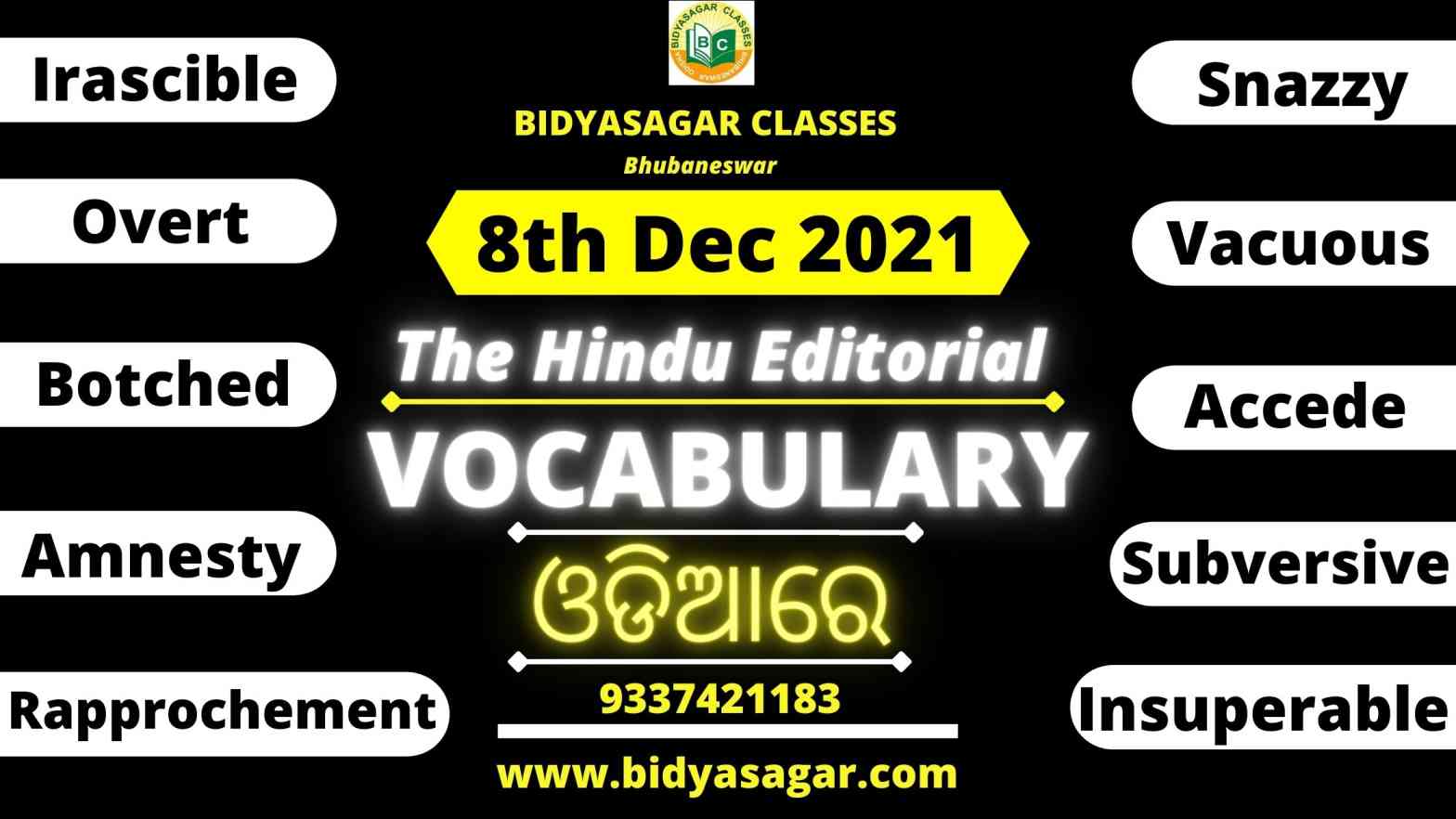 The Hindu Editorial Vocabulary of 8th December 2021