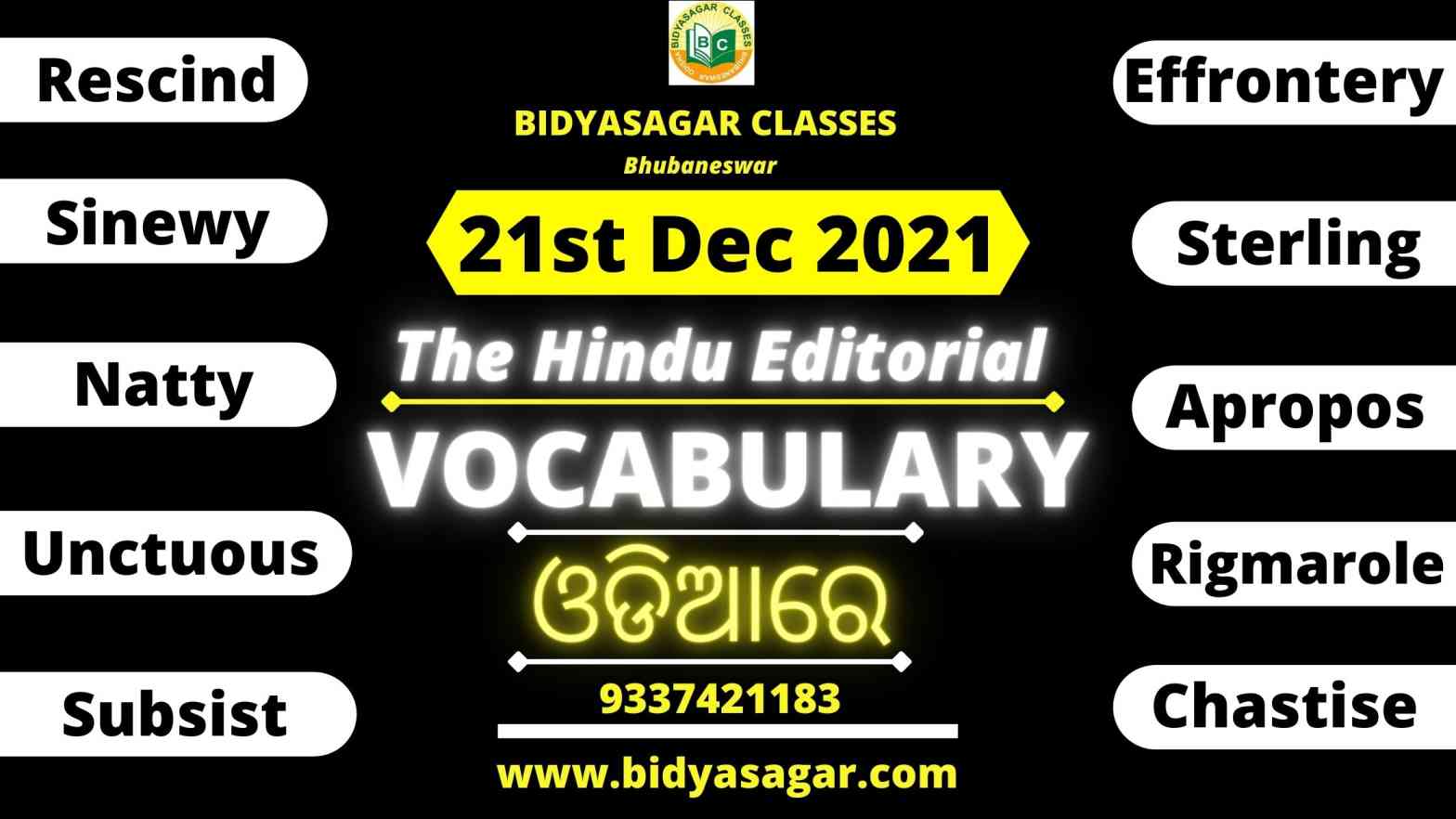 The Hindu Editorial Vocabulary of 21st December 2021