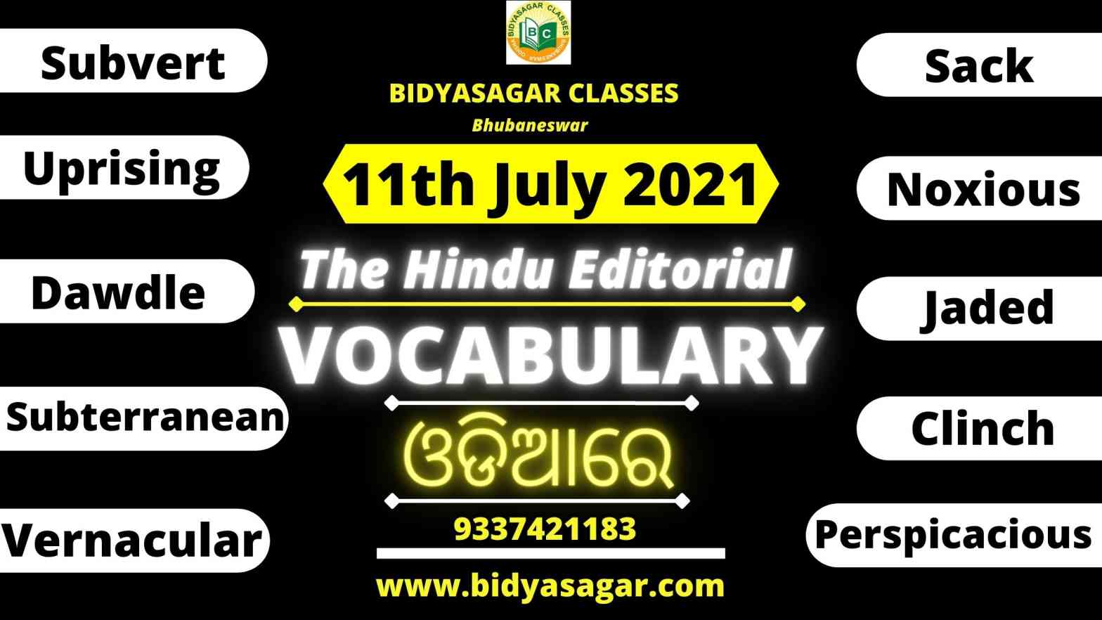 The Hindu Editorial Vocabulary of 11th July 2021
