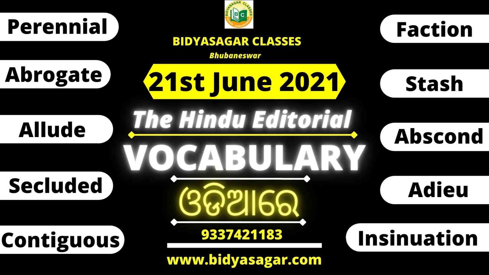 The Hindu Editorial Vocabulary of 21st June 2021