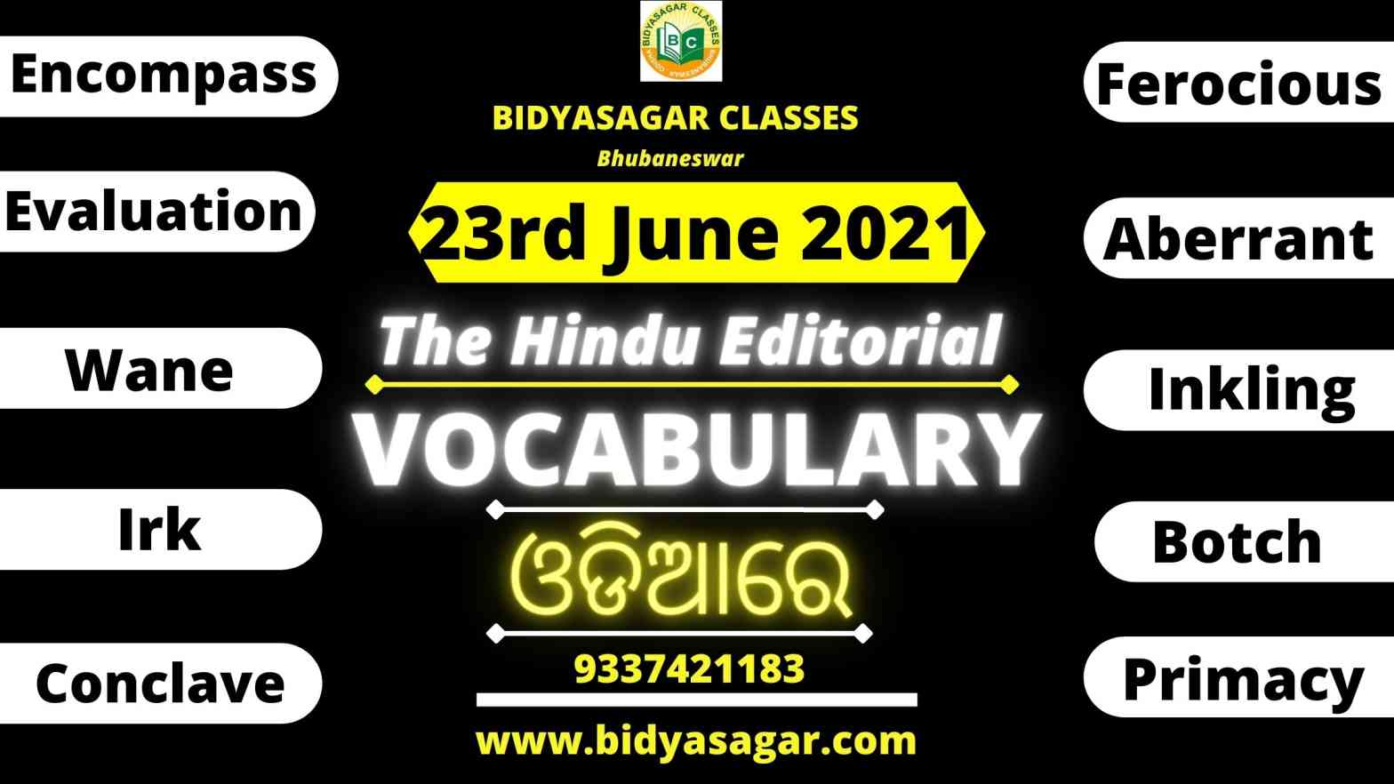 The Hindu Editorial Vocabulary of 23rd June 2021