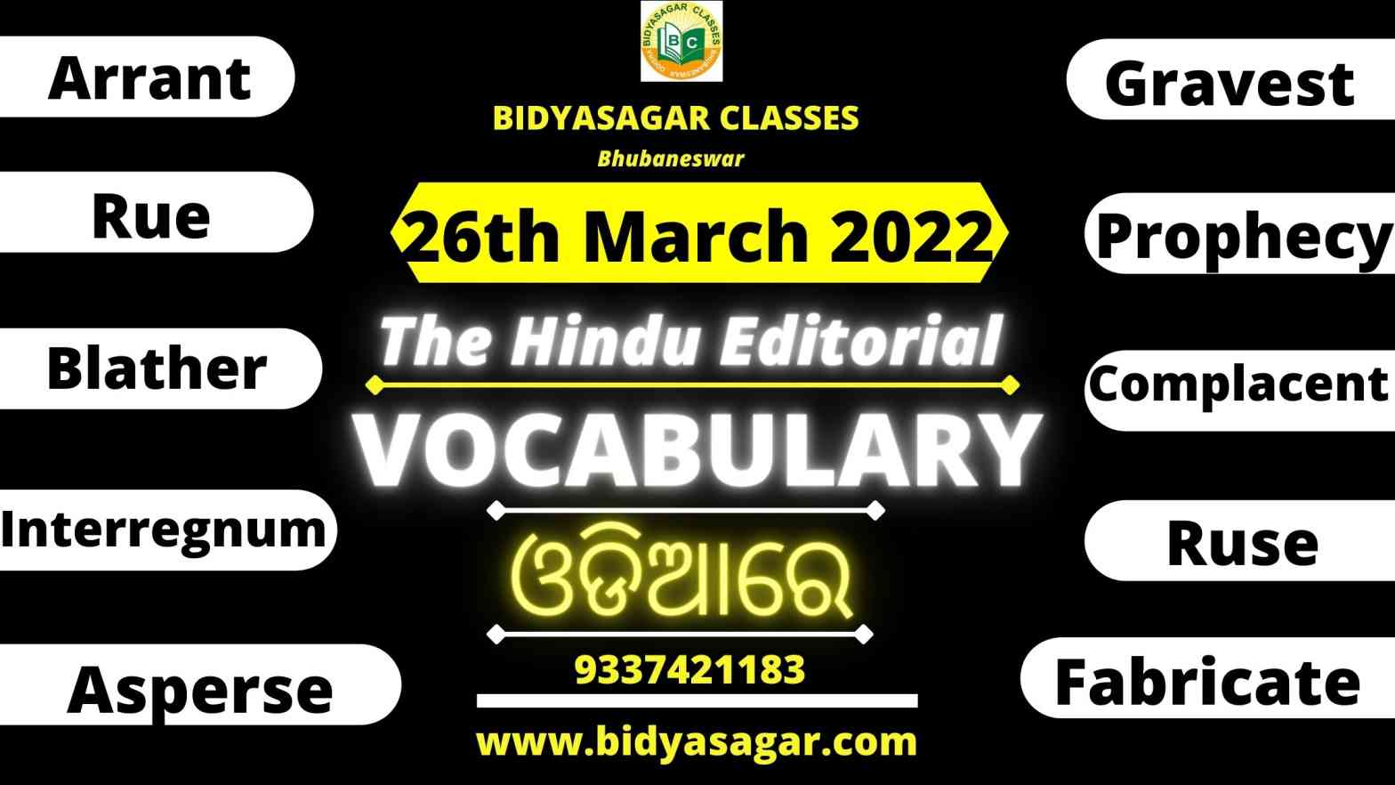 The Hindu Editorial Vocabulary of 26th March 2022