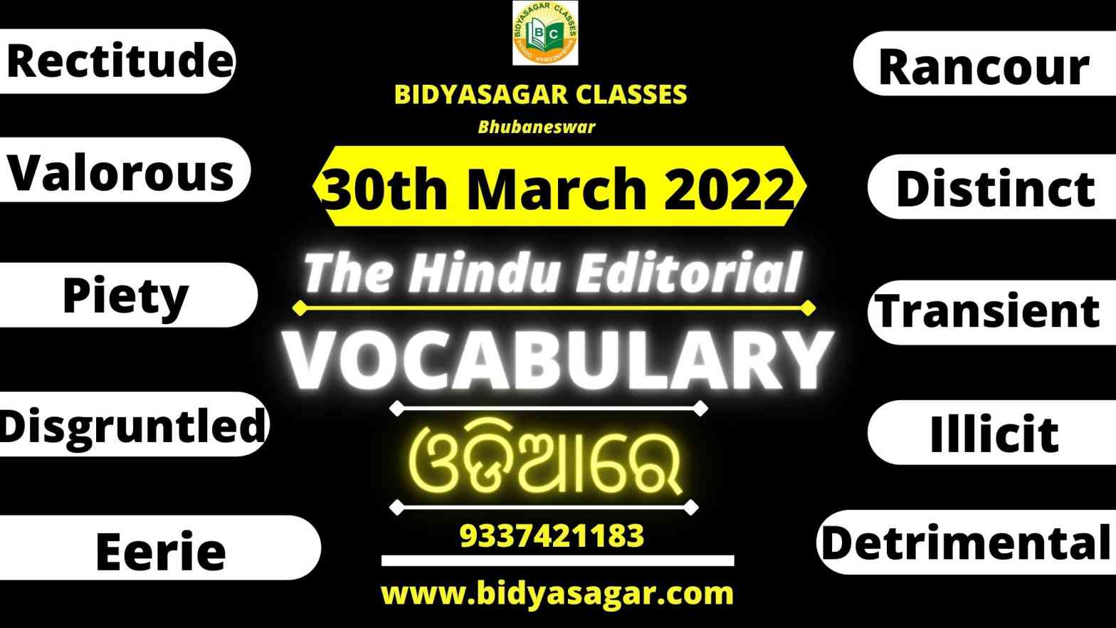 The Hindu Editorial Vocabulary of 30th March 2022