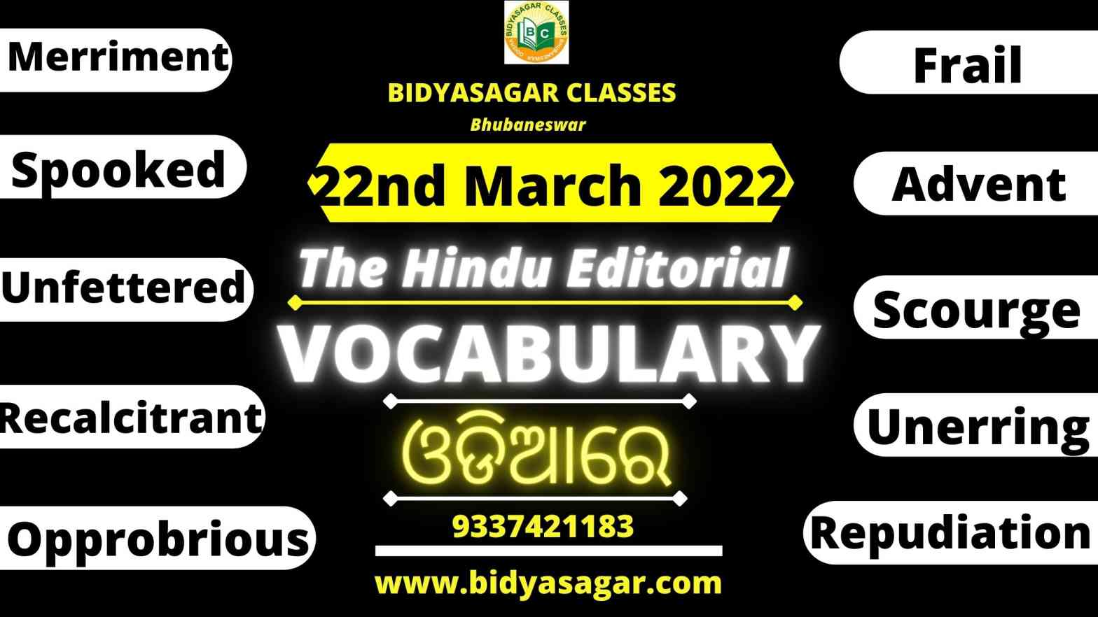 The Hindu Editorial Vocabulary of 22nd March 2022