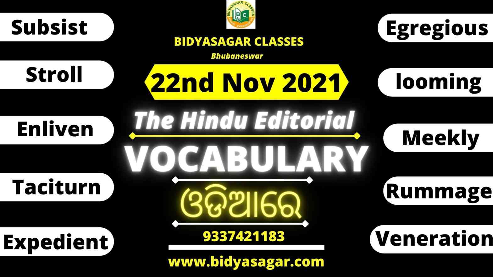 The Hindu Editorial Vocabulary of 22nd November 2021