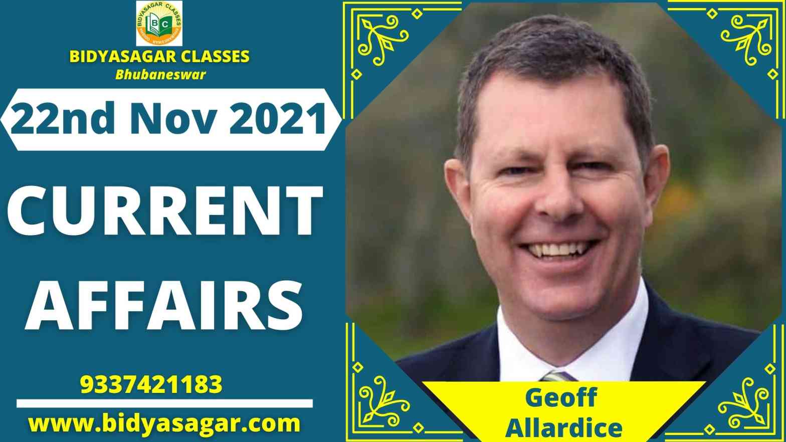 Important Daily Current Affairs of 22nd November 2021