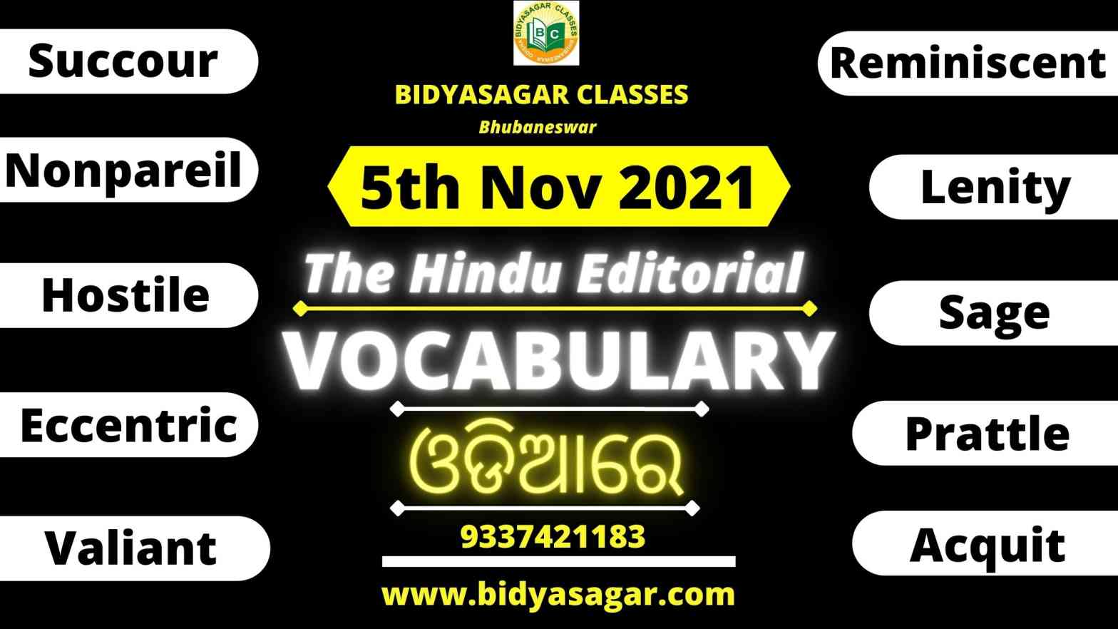 The Hindu Editorial Vocabulary of 5th November 2021