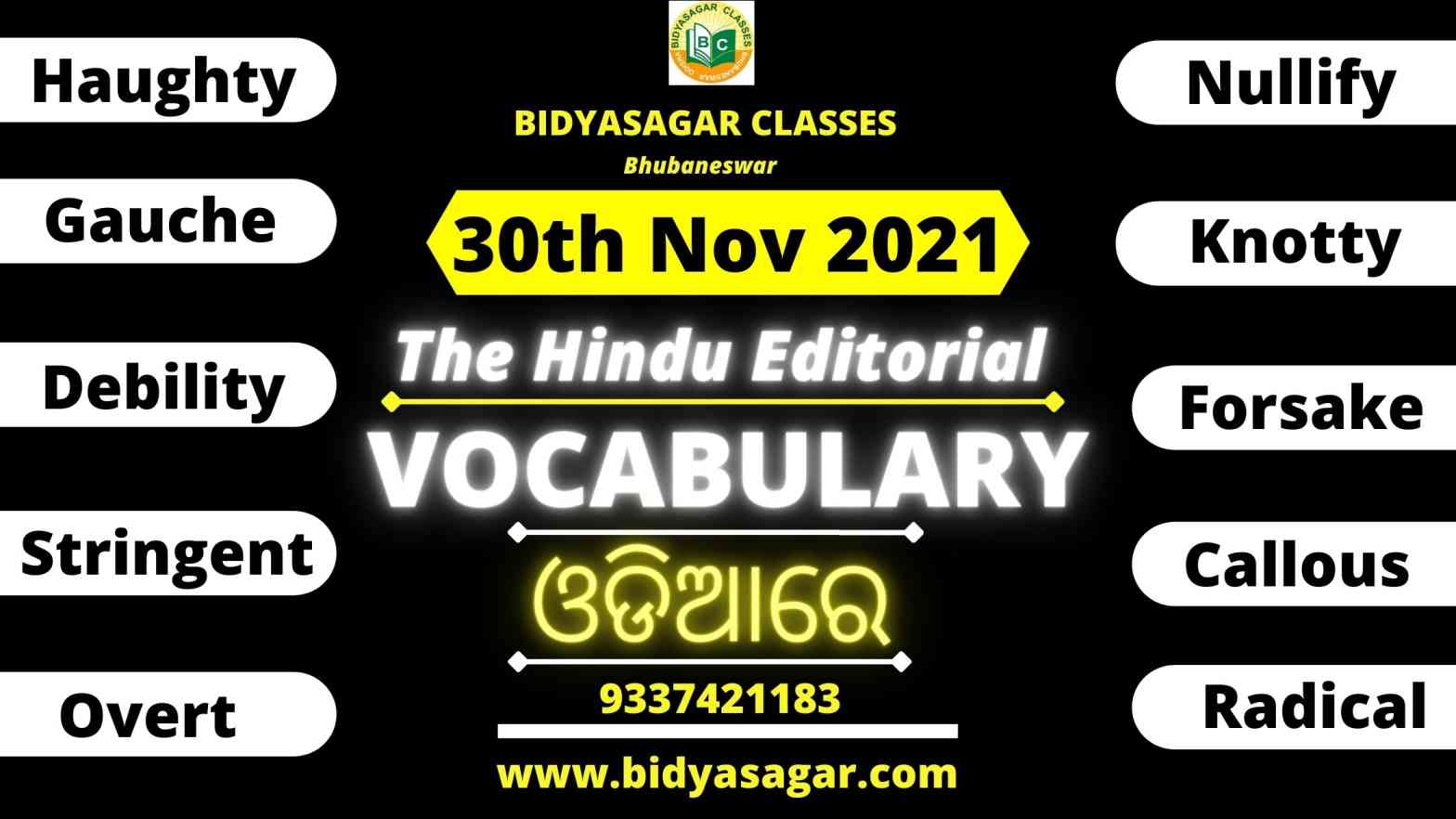 The Hindu Editorial Vocabulary of 30th November 2021