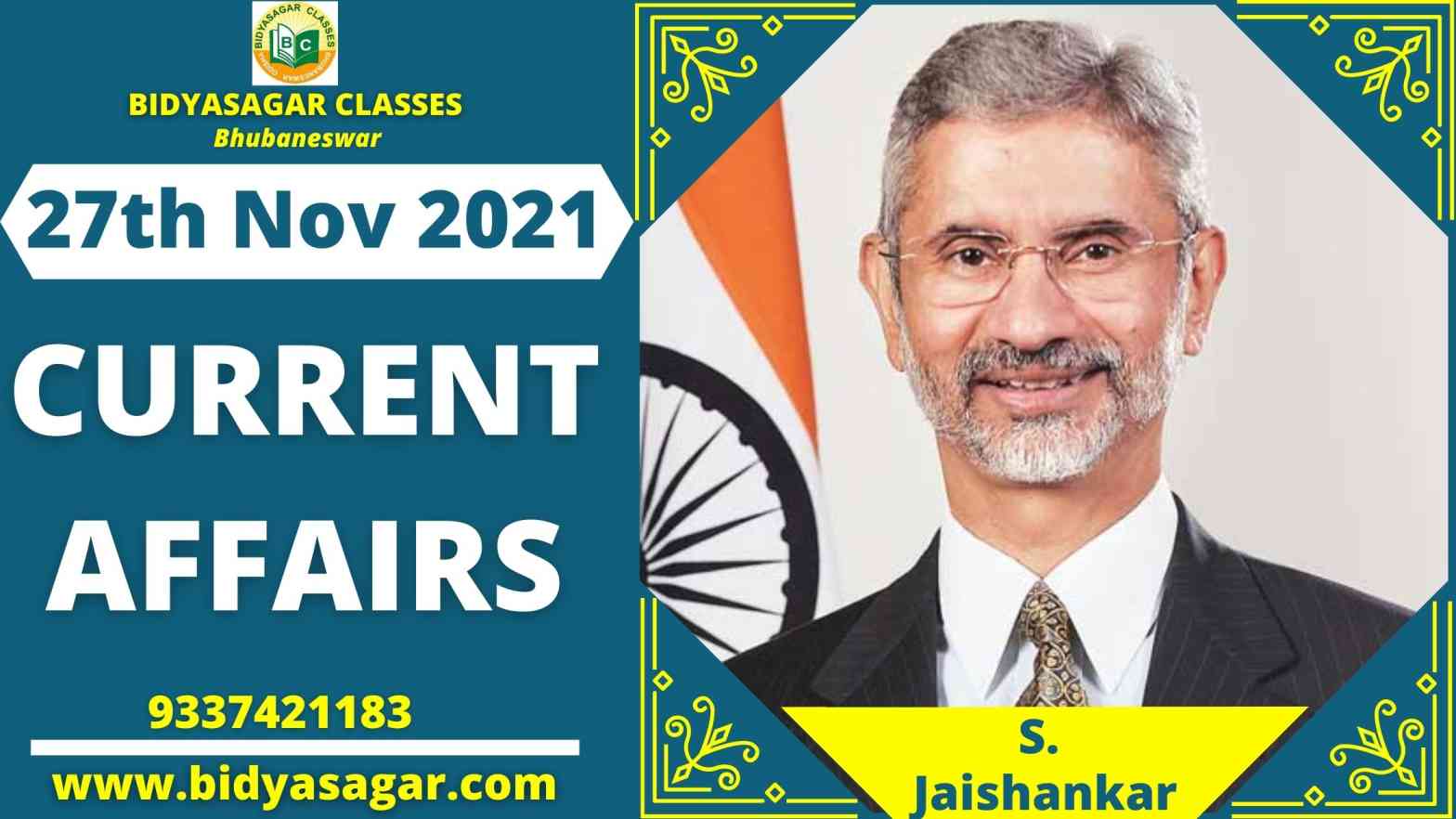 Important Daily Current Affairs of 27th November 2021